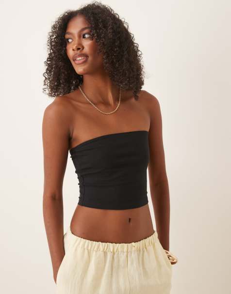 ASOS DESIGN ultimate cropped bandeau in black - view 1