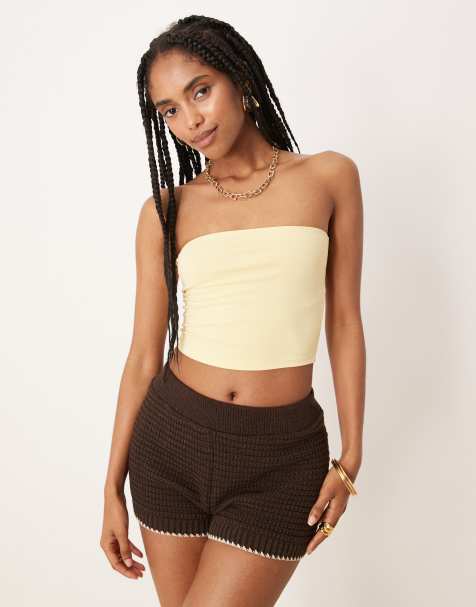 ASOS DESIGN ultimate cropped bandeau in buttermilk - view 1