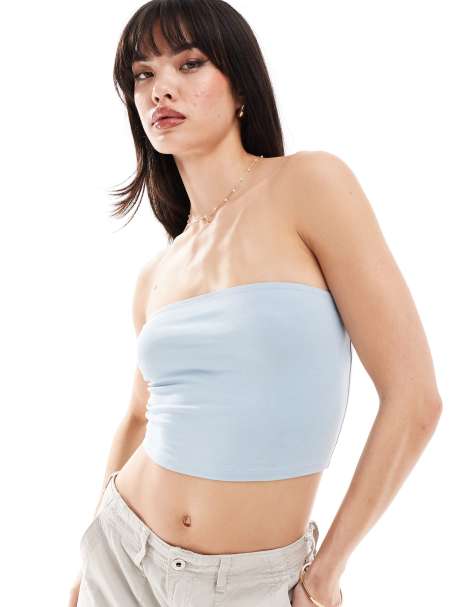 ASOS DESIGN - Ultimate - Cropped lyseblå bandeau-top - view 1