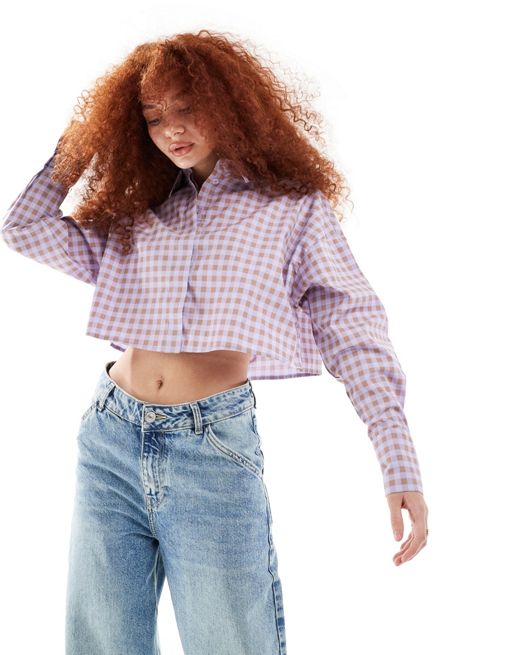 FhyzicsShops DESIGN ultimate cropped shirt in gingham check