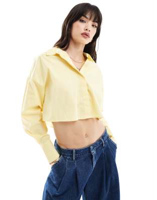 Asos Design Ultimate Cropped Shirt In Yellow