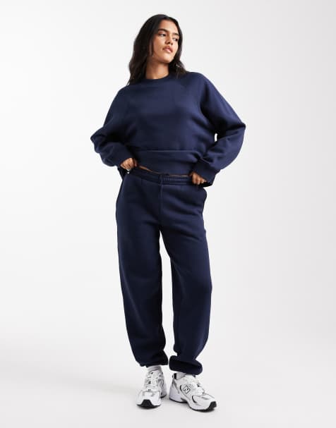 ASOS DESIGN ultimate cuffed brushback sweatpants in navy - view 1