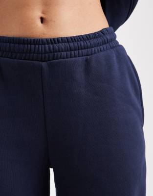 Asos Design Ultimate Cuffed Brushback Sweatpants In Blue