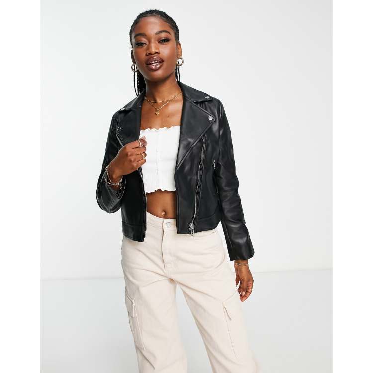 Asos cropped shop leather jacket