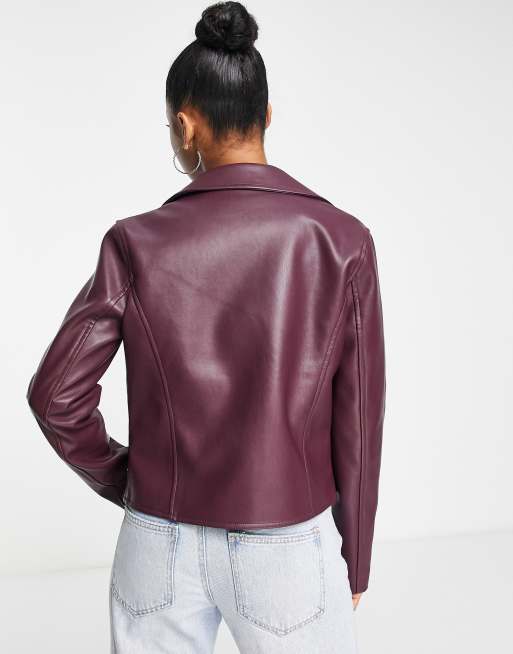 Burgundy leather outlet look jacket