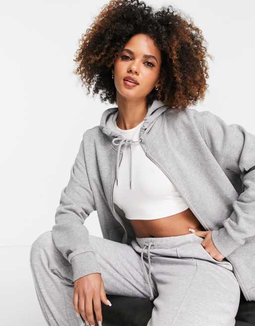ASOS DESIGN - Ultimate - Felpa grigia con cappuccio e zip