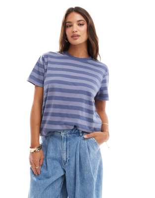 ASOS DESIGN - Ultimate - Gestreiftes T-Shirt in Marineblau mit Rundhalsausschnitt