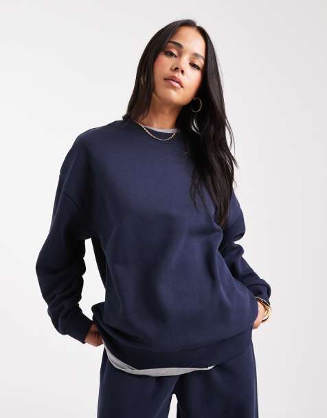 ASOS DESIGN ultimate oversized brushback sweatshirt in navy