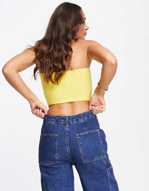 ASOS DESIGN - Ultimate - Gul cropped bandeau-top i bomuld - YELLOW, 2 af 4