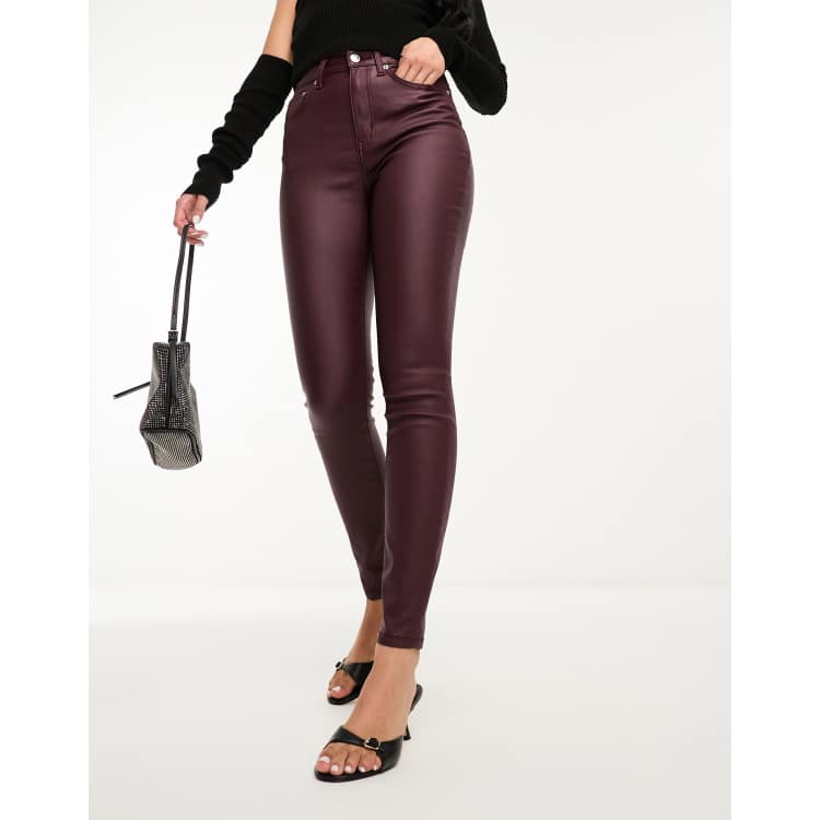 Pantalon enduit bordeaux discount femme