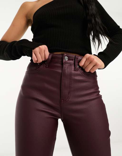 Pantalon enduit bordeaux hot sale