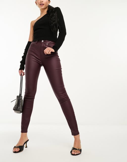 Pantalon enduit bordeaux new arrivals