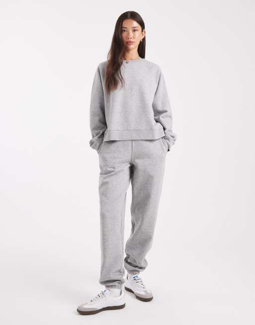 ASOS DESIGN - Ultimate - Joggingbroek van geborstelde stof met aansluitende boorden in gemêleerd grijs