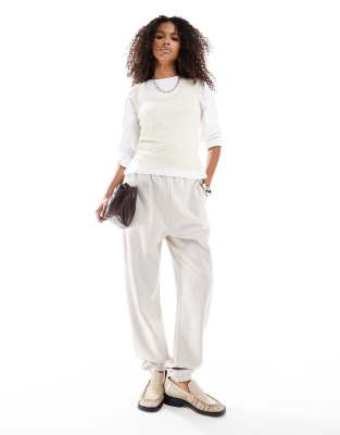 ASOS DESIGN - Ultimate - Jogginghose in meliertem Hellbeige-Neutral