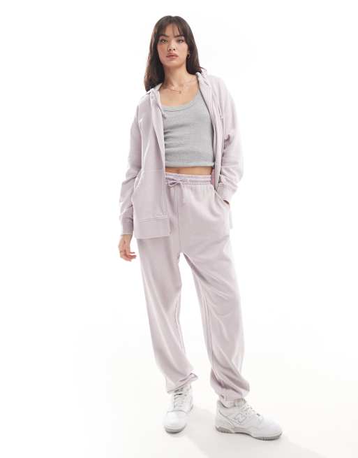 ASOS DESIGN Ultimate Jogginghose und Kapuzenpullover in verwaschenem Flieder ASOS