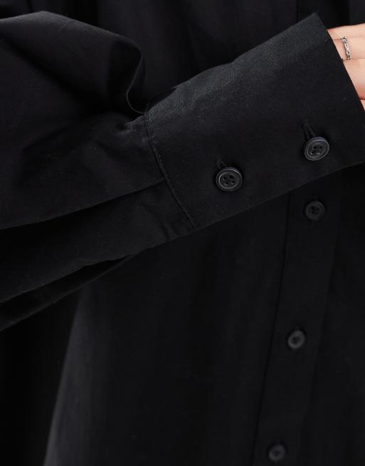 ASOS DESIGN – Ultimate – Kurzes Boyfriend-Hemdkleid in Schwarz mit weiten Ärmeln, 4 von 4