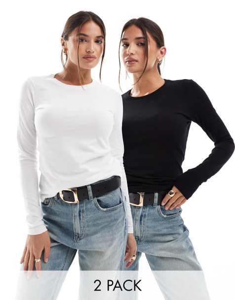 ASOS DESIGN – Ultimate – Långärmad t-shirt i bomull med smal passform, 2-pack SPARA - view 1