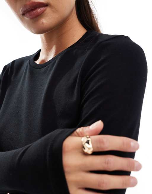 ASOS DESIGN – Ultimate – Langärmliges Shirt aus Baumwolle mit schmalem Schnitt in Schwarz , 2 von 4