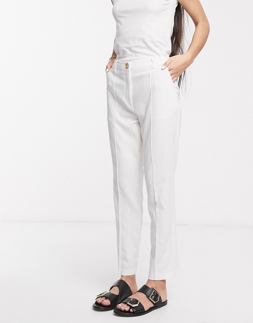ASOS DESIGN ultimate linen cigarette suit trousers-White