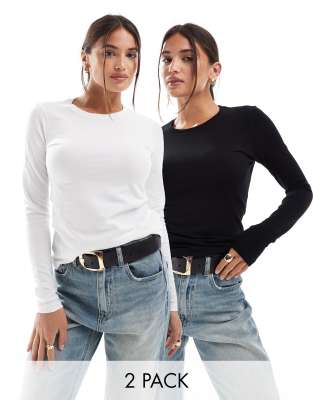 Ultimate - Lot de 2 t-shirts ajustés à manches longues en coton - ÉCONOMIE-Multicolore 32