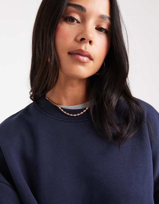 ASOS DESIGN - Ultimate - Marineblå oversized sweatshirt med børstet inderside, 3 af 4