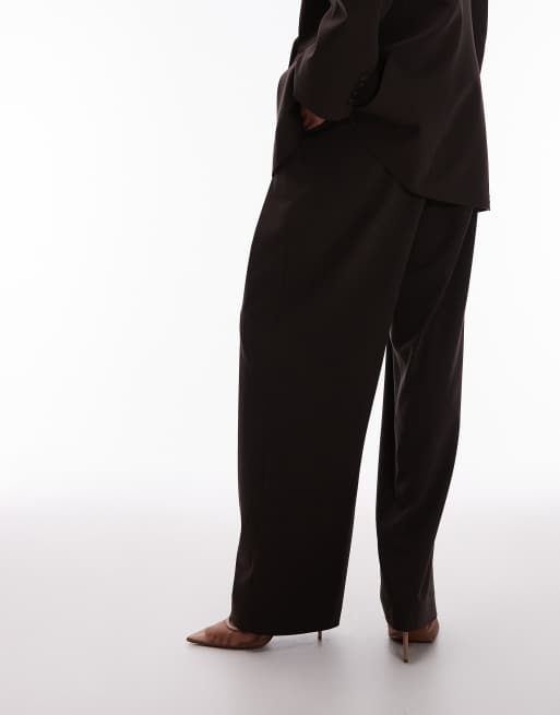 ASOS DESIGN – Ultimate Mensy – Chokladbruna, kritstrecksrandiga kostymbyxor, 5 av 5