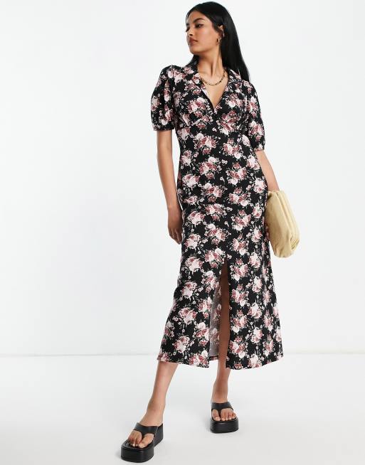 ASOS DESIGN – Ultimate – Midi-Freizeitkleid mit Rosenmuster  