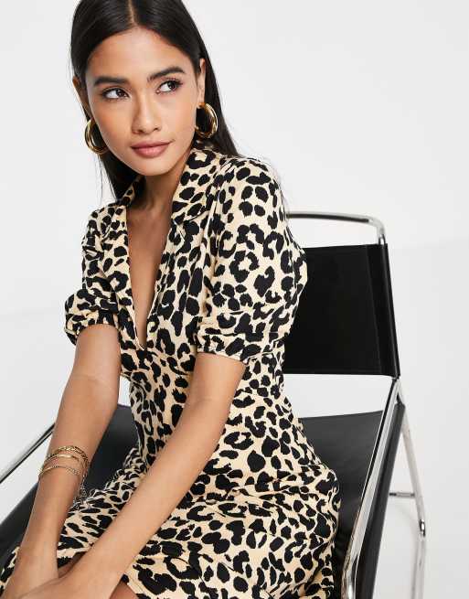 Asos leopard midi discount dress