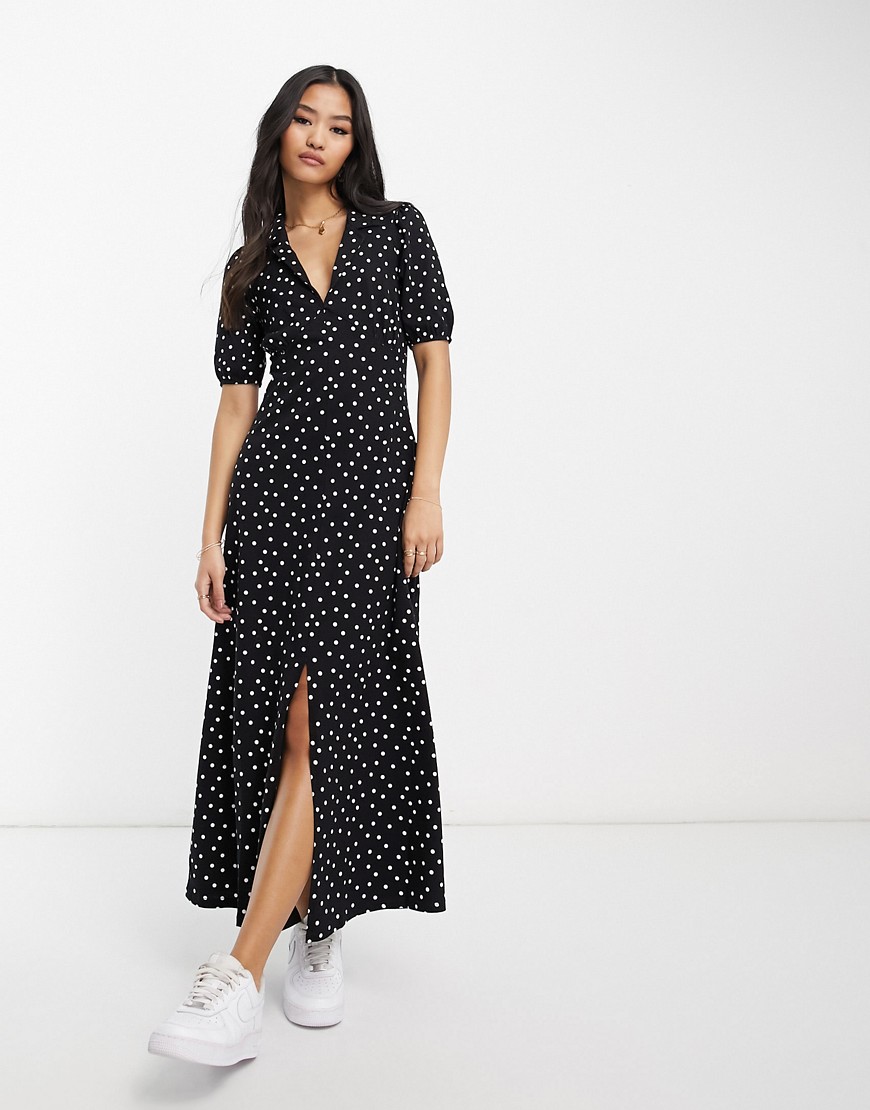 ASOS DESIGN ultimate midi tea dress in polka dot-Black