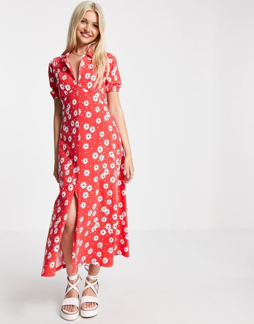 Asos red floral store dress