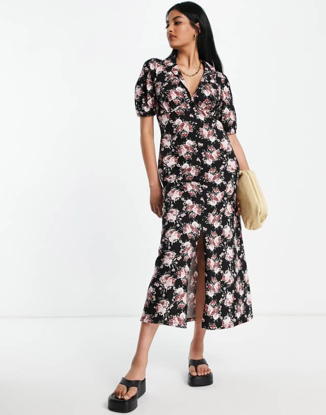 ASOS DESIGN ultimate midi tea dress in rose print