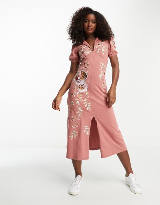 Floral embroidered dress store asos