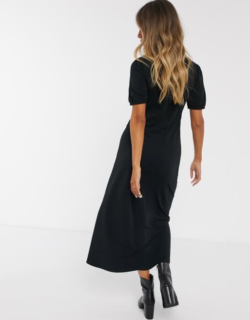 ASOS DESIGN ultimate midi tea dress with collar in black