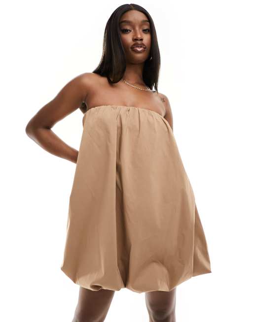 ASOS DESIGN – Ultimate – Minikleid in Kamelbraun mit Ballonsaum | ASOS