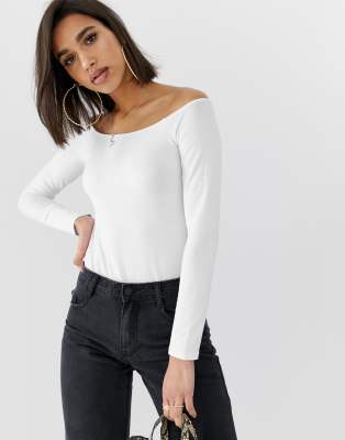 asos black bardot top