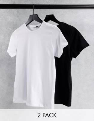 ASOS DESIGN ULTIMATE ORGANIC COTTON T-SHIRT WITH CREW NECK 2 PACK SAVE IN BLACK & WHITE-MULTI,AP26292