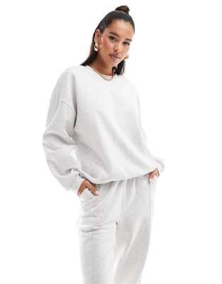 ASOS DESIGN - Ultimate - Oversize-Sweatshirt in meliertem Eisgrau, Kombiteil