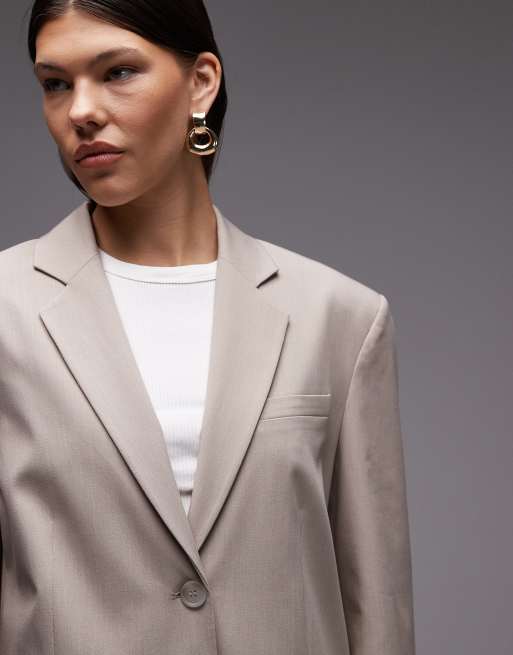 ASOS DESIGN ultimate oversized blazer in stone, 3 of 4
