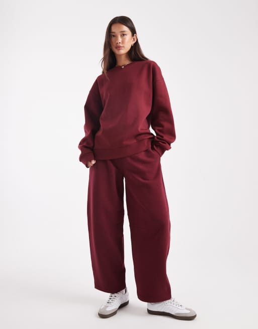 ASOS DESIGN ultimate oversized brushback sweatshirt in burgundy