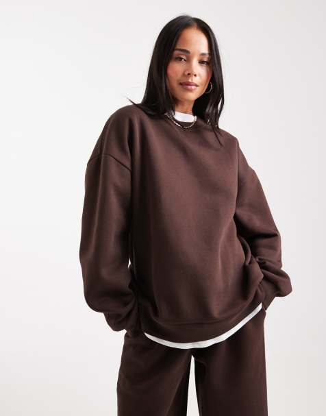 ASOS DESIGN ultimate oversized brushback sweatshirt in chocolate - view 1