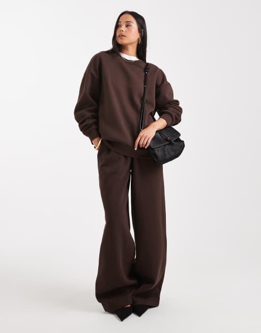 ASOS DESIGN ultimate oversized brushback sweatshirt in chocolate