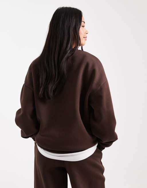 ASOS DESIGN ultimate oversized brushback sweatshirt in chocolate