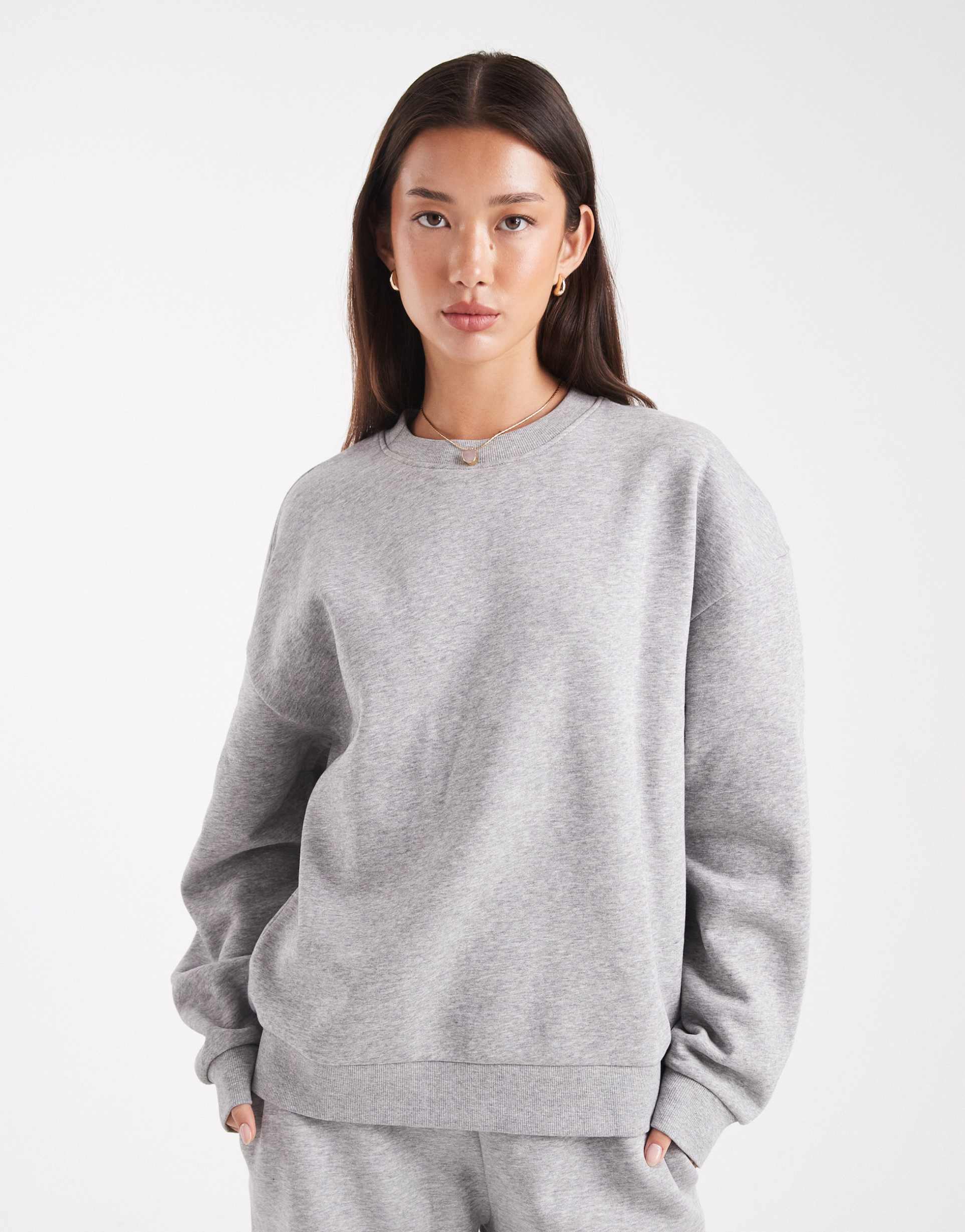 asos design ultimate oversized brushback sweatshirt in gray heather