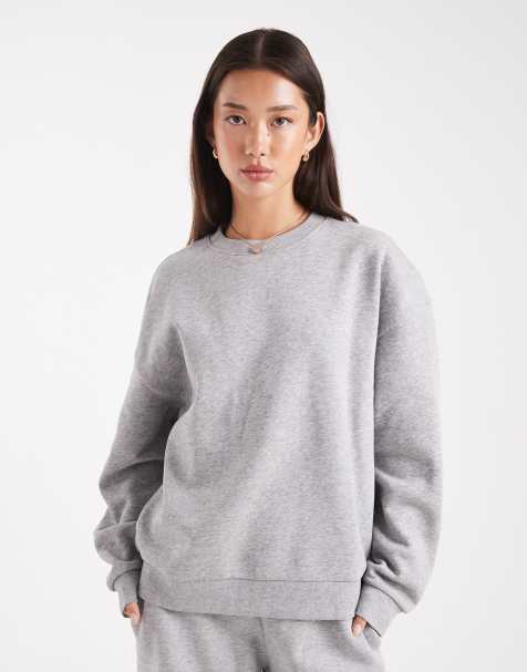 ASOS DESIGN ultimate oversized brushback sweatshirt in grey marl