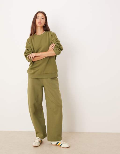 ASOS DESIGN ultimate oversized brushback sweatshirt in khaki green
