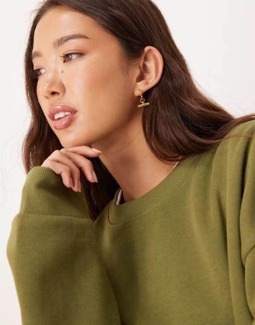 ASOS DESIGN ultimate oversized brushback sweatshirt in khaki, 3 of 4