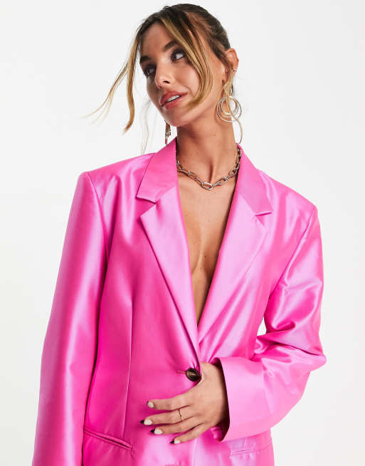 ASOS DESIGN ultimate oversized grandad blazer in hot pink