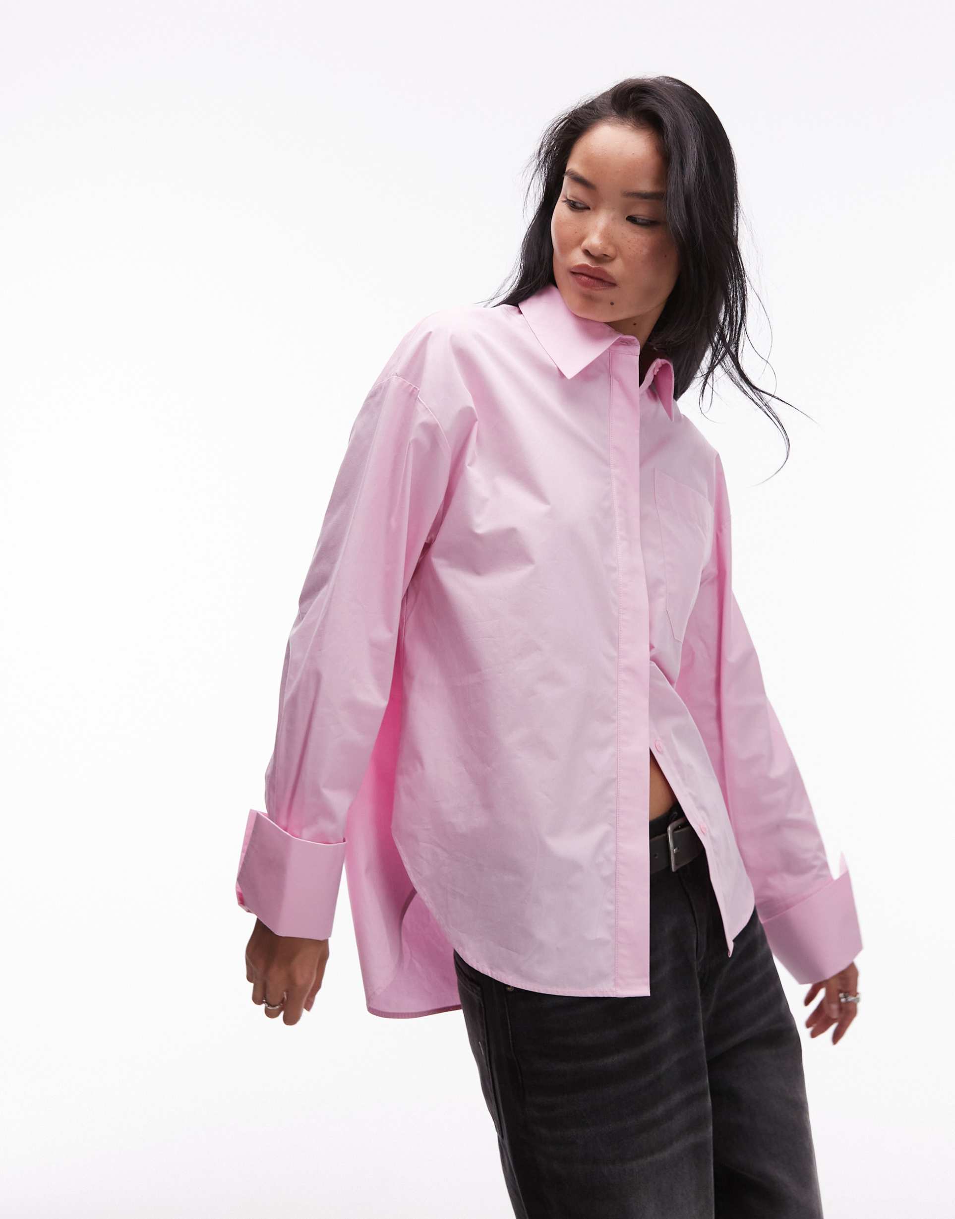 asos design ultimate oversized shirt in pink