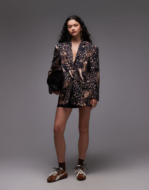 ASOS DESIGN ultimate oversized single breasted blazer in cow print - view 1