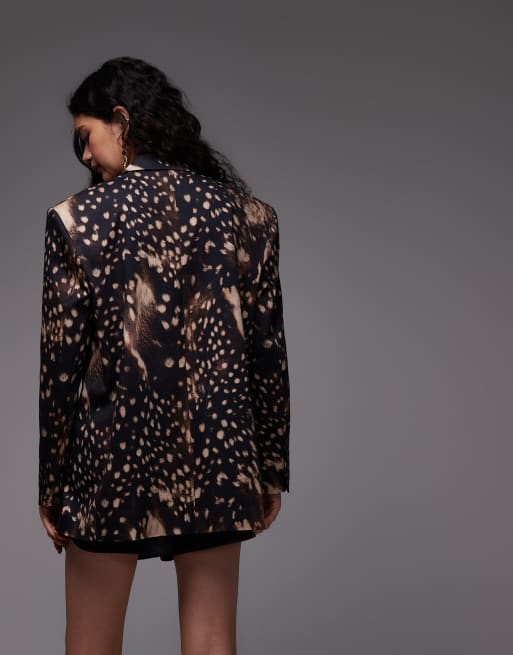ASOS DESIGN ultimate oversized single breasted blazer in cow print, 3 of 4